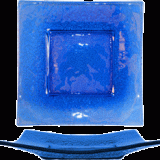Deep Square Plate, 10", Blue Glass