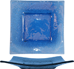 Deep Square Plate, 14 1/4", Blue Glass