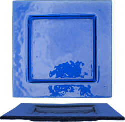 Square Dish, 4", Blue Glass