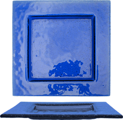 Square Dish, 8", Blue Glass