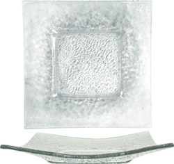 Deep Square Plate, 10", Clear Glass