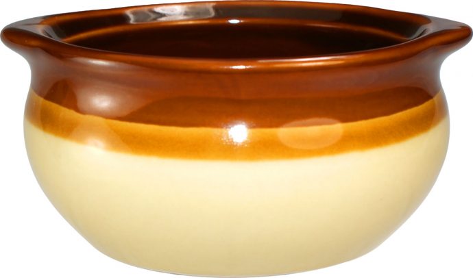 12 OZ. Caramel/Beige Onion Soup Crock 5 1/4"