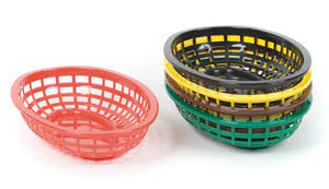 Plastic Oval Table Baskets, Yellow