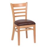 Ladder Back Natural, Brown Upholstered Seat (2 ea/cs)