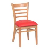 Ladder Back Natural, Red Upholstered Seat (2 ea/cs)
