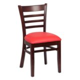 Ladder Back Walnut, Red Upholstered Seat (2 ea/cs)