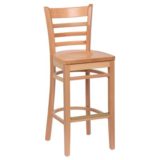 Ladder Back Bar Stool Natural with Natural Hardwood Seat
