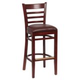 Ladder Back Bar Walnut/Brown Upholstered Seat ( 1 ea/cs )