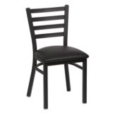 Metal Ladder Back Chair, Black Upholstered Seat (2 ea/cs)